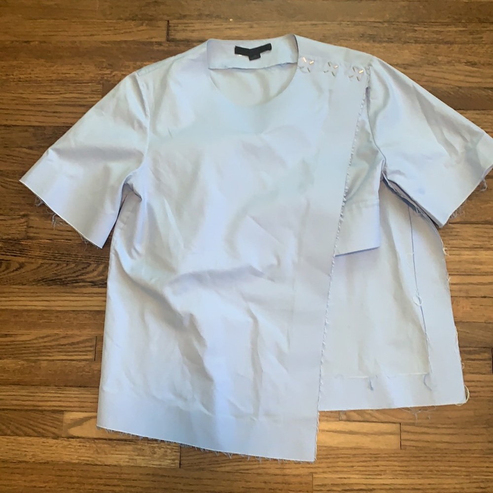 Alexander Wang Side Cutout Blouse, Size 6 (runs small), Light Blue, 100% Cotton